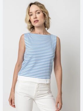 LILLA P Striped Marina Stripe Tank Top Size Small EUC
